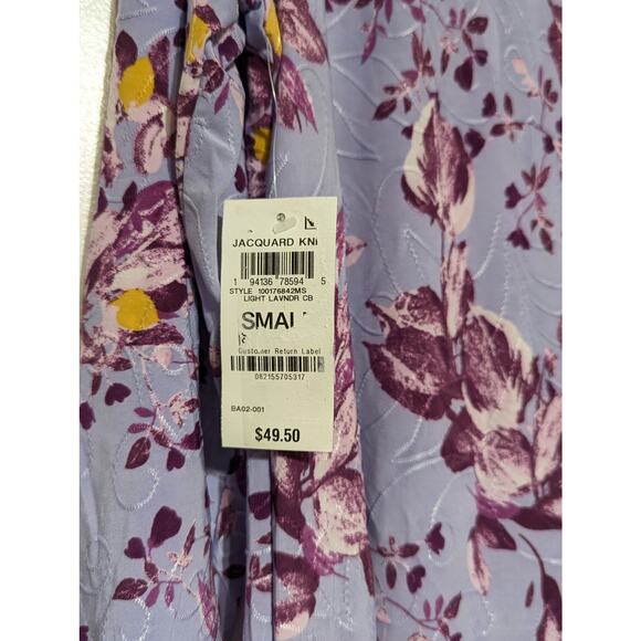 JM Collection Tunic Top Womens Small Floral Jacquard Knit 3/4 Sleeve Pullover - Picture 2 of 8